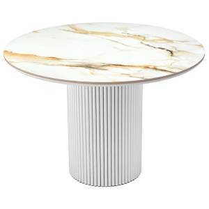 Стол Bradex Home Aura RF 0807 керамогранит Calacatte gold (глянец), белый 110x110x75