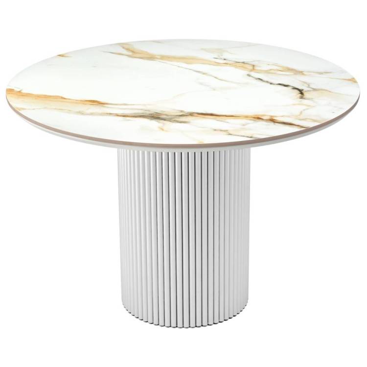 Стол Bradex Home Aura RF 0807 керамогранит Calacatte gold (глянец), белый 110x110x75