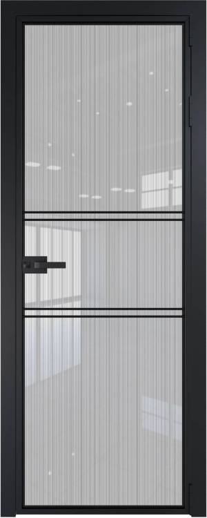 Межкомнатная дверь Profil Doors 2 AX цвет профиля Черный, стекло безопасное 6 мм страйп 700x2000