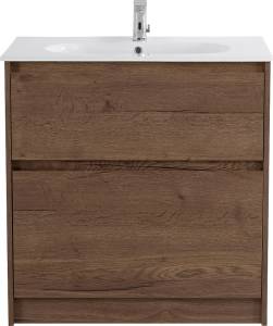 Тумба под раковину Belbagno Kraft KRAFT-1000-2C-PIA-RT 100x46x83 Rovere Tabacco напольная с фрезерованными ручками по всей длине фасада с двумя выкатными ящиками