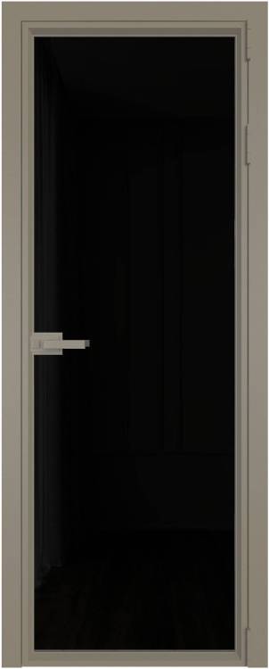 Межкомнатная дверь Profil Doors 1 AV цвет профиля Никель матовый, стекло безопасное 6 мм черный триплекс 800x2000