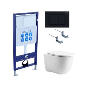 Унитаз с инсталляцией Aquatek Классик cm-012 4в1 с черной матовой кнопкой