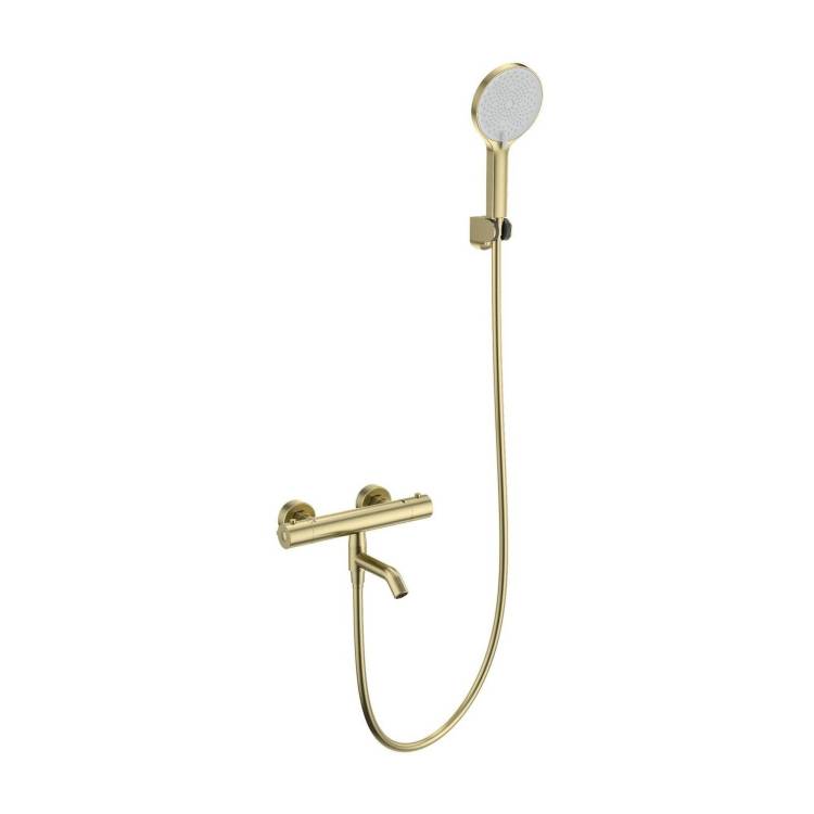 Смеситель для ванны Wonzon & Woghand WW-B2065-A1-BG термостатический, с душевым гарнитуром, брашированное золото