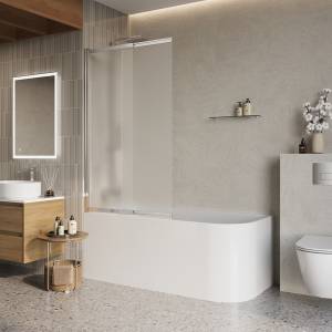 Шторка на ванну Belbagno LUCE-VF-11-90/145-P-Cr профиль хром, стекло матовое, 90x145