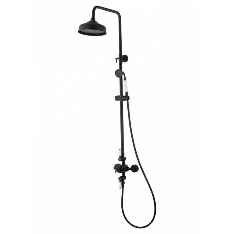 Душевая стойка Wonzon & Woghand WW-B3041-MB черная, с термостатом