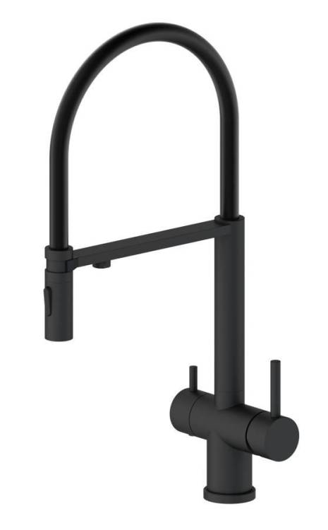 Смеситель для кухни Oliveeka K OL-458009-MB с подключением к фильтру, черный матовый