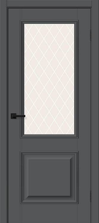 Межкомнатная дверь Bravo Классик-13 полотно Stormy Silk, стекло White Сrystal 700x2000