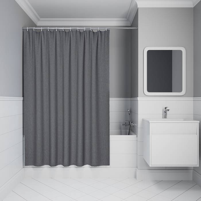 Штора для ванной Iddis Decor DL03P18i11 полиэстер, 200х180, серый