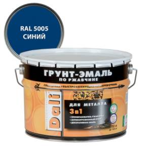 Грунт-эмаль по ржавчине 3 в 1 гладкая алкидная Dali RAL 5005 синий 10 л