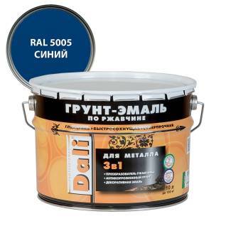 Грунт-эмаль по ржавчине 3 в 1 гладкая алкидная Dali RAL 5005 синий 10 л