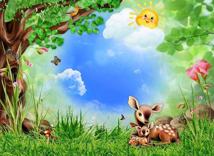 3D Фотообои Artegrafico «Бэмби на лужайке» Det179 акварель