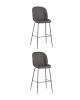 Набор из 2 барных стульев Stool Group Beetle PU 9329C GREY X2 серый со спинкой
