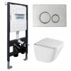 Унитаз с инсталляцией Abber Rechteck AC1220TC-AC0105-AC0121 безободковый, сиденье микролифт, кнопка хром глянцевый