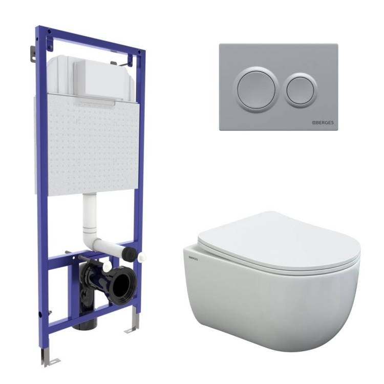 Комплект Berges Novum 43240 кнопка О2 матовый хром