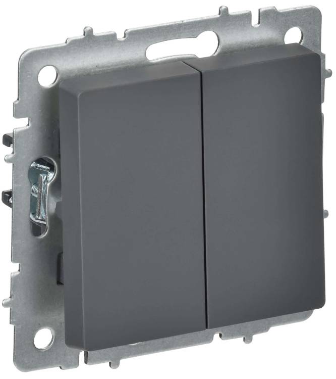 Выключатель 2-клавишный перекрестный IEK Brite BR-V23-0-10-K53 графит