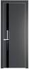 Межкомнатная дверь Profil Doors 18 PE полотно Графит, кромка алюминиевая с четырех сторон матовая, стеклянная вставка черный лак 600x2000
