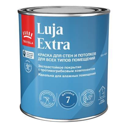 Краска для стен и потолков Tikkivala Luja Extra 7 матовая база A 0.9 л