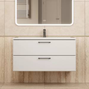 Тумба с раковиной Uperwood Foster New KFosterNEW100w подвесная, белая, 100 см