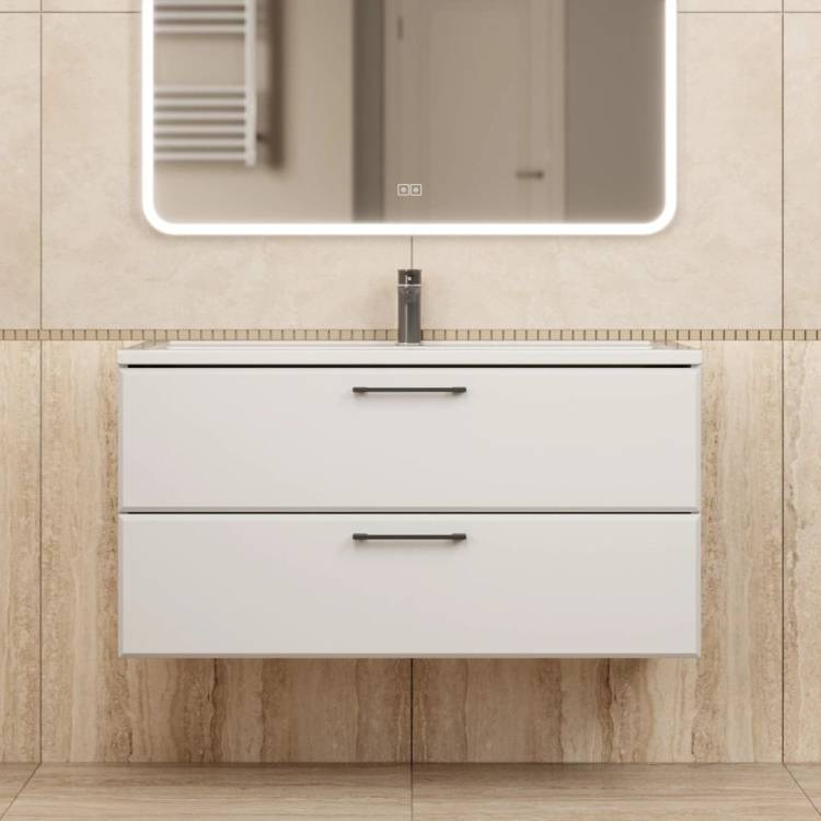 Тумба с раковиной Uperwood Foster New KFosterNEW100w подвесная, белая, 100 см