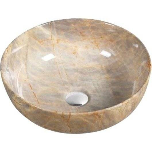 Раковина SantiLine SL-7026 42 см, коричневый мрамор