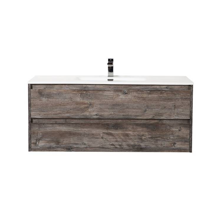Тумба с раковиной BelBagno KRAFT-1200-2C-SO-PP 120x46x50 Pino Pasadena подвесная с фрезерованными ручками по всей длине фасада с двумя выкатными ящиками