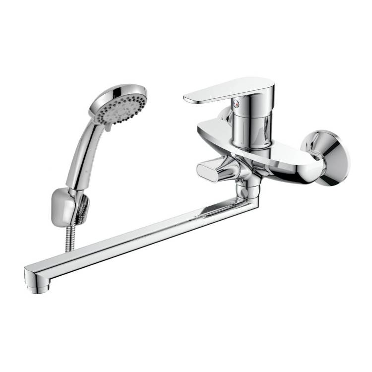 Смеситель для ванны Decoroom DR72 DR72043 одноручный универсальный с поворотным изливом 300 мм Хром