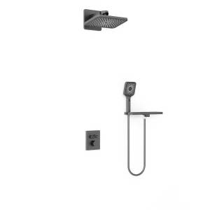 Душевой комплект Vincea Inspire VSFW-3I21MT4RGM встраиваемый, термостат, двухрежимный, вороненная сталь