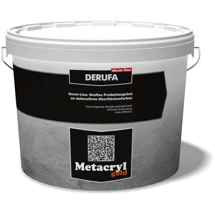 Декоративная кроющая акриловая краска Derufa Metacryl Silver перламутровая с металлизированным эффектом 2.7 кг