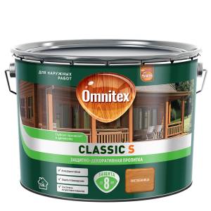 Пропитка декоративная для защиты древесины Omnitex Classic S лиственница 9 л