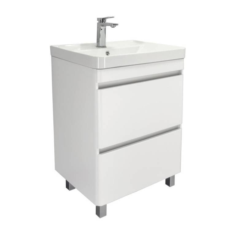 Тумба с раковиной Comforty Валдай-60Н 00-00020673 белый матовый