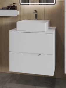 Тумба с раковиной Orange Лайн Li-60TuwMDF+B04-405W белая матовая, 60 см