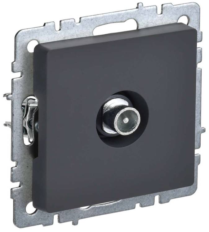 ТВ-розетка проходная IEK Brite BR-A10-P-K53 графит