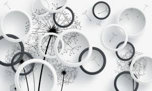 3D Фотообои Artegrafico «Черно-белая объемная композиция с одуванчиками» GM-179 канвас