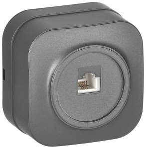 Розетка телефонная RJ11 IEK Glory ETH10-K46M сталь матовый