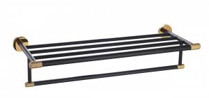 Полотенцедержатель Wonzon & Woghand WW-9281 с полкой, черный, золотой
