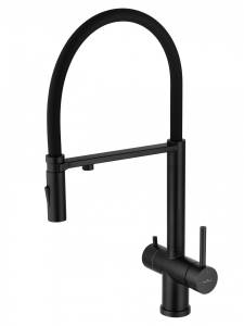 Смеситель для кухни Wonzon & Woghand WW-88458009-MB с гибким изливом и подключением фильтра, черный матовый