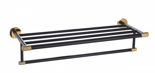 Полотенцедержатель Wonzon & Woghand WW-9281 с полкой, черный, золотой