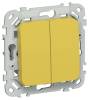 Выключатель 2-клавишный IEK Flite FI-V24-0-10-1-K44 желтый карри