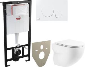 Комплект  Унитаз подвесной BelBagno Onda BB066CHR с крышкой + Система инсталляции AlcaPlast AM101/1120-001 + Кнопка смыва AlcaPlast THIN M670 белый + Шумоизоляционная панель