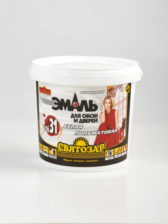 Эмаль для дверей и окон Finlux Святозар-31 полуглянцевая ярко-белая 30 кг