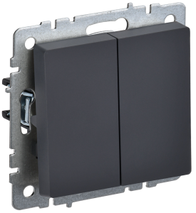 Выключатель 2-клавишный IEK Brite BR-V20-0-10-K53 графит