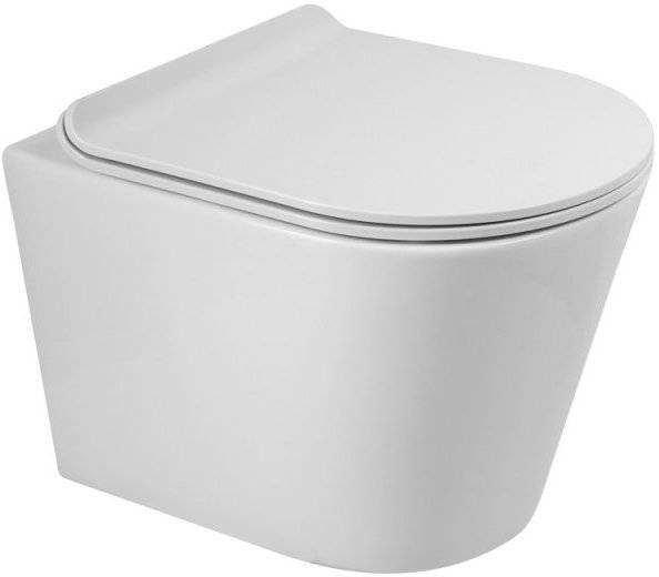 Унитаз подвесной BelBagno Flay-r BB053CHR крышка BB901SC, безободковый, с микролифтом