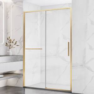 Душевая дверь в нишу Vincea Slim Soft VDS-1SS150CLG профиль брашированное золото, стекло прозрачное, 1500