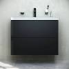 Тумба с раковиной AM.PM Gem 75 черная матовая, подвесная, с 2 ящиками, с белой раковиной