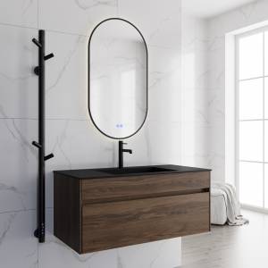 Тумба с раковиной Vincea Chiara 1000 1 выкатной ящик, C.Oak, раковина черная