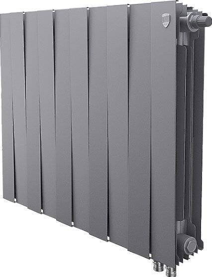 Радиатор биметаллический Royal Thermo Piano Forte 500 VDR silver satin, 10 секций, серебристый