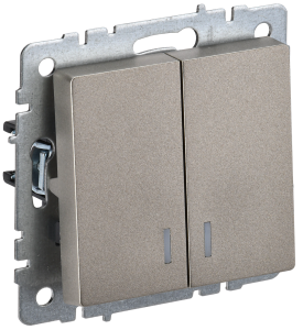 Выключатель 2-клавишный IEK Brite BR-V20-1-10-K37 шампань