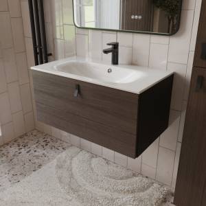 Тумба с раковиной Terminus Kontur KON10801200001O венге, графит, 80x38