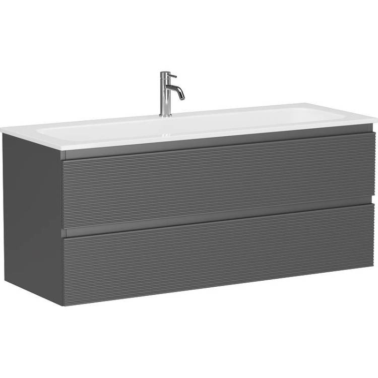 Тумба под раковину Sancos Folk FL120GS подвесная, с рельефным фасадом, grey soft