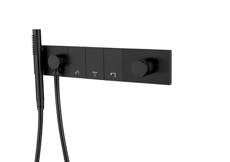 Смеситель для ванны и душа Boheme Zodiac 132-SYS-B с ручным душем, Black